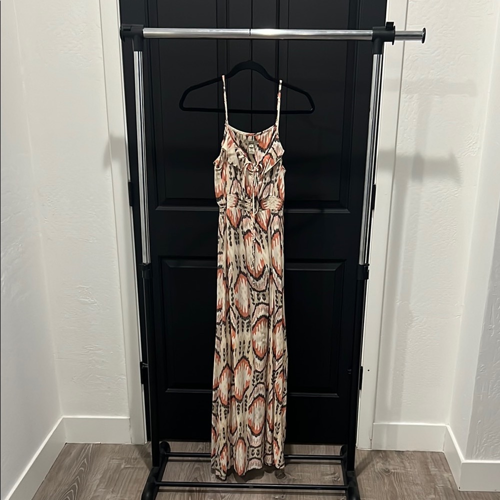 Lani Brown and Cream Spaghetti Strap Sundress